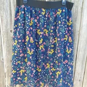 LuLaRoe Lola Skirt Navy with Flowers